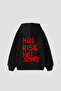 No Risk No Story Printed Oversized Unisex Black Hoodie