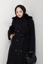 Women's Fur Detailed Double-Breasted Collar Belted Cashmere Coat - 4