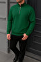 Men's Winter Basic Green Zippered Sweatshirt - 2