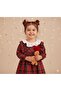 New Year's Ruffled Plaid Stylish Pompom Single Dress (9-12-18-24 Months) - 3