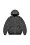 Zippered Basic Hooded Unisex Washable Black Sweatshirt - 2