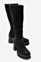 Carm Black Nubuck Platform Heeled Women's Boots