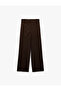 Wide Leg High Waist Viscose Blend Fabric Pants - 3