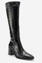 Venia Black Print Women's Thick Heeled Boots - 3