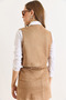 Women's Camel Stone Detailed Suede Vest Ylk-19000095 - 6