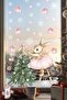 Double-Sided Cute Rabbit and Pine Tree Christmas Glass Sticker Set – 74 Pieces, Children's Room & New Year - 4