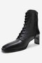Sudy Black Skin Genuine Leather Lace-Up Women's Block Heeled Boots - 4