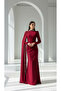 Cape Detailed Design Evening Dress Burgundy