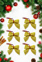 6 cm Gold Glitter Eva Bow Ribbon – Set of 6 Christmas Tree and Package Decorations - 2