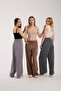 Women's High Waist Wide Leg Elastic and String Tie Pants - 6