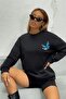 Unisex Butterfly Printed Oversize Crew Neck Sweatshirt Hoodie - 2