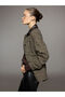 Peak New Season Brown Leather Collar Plaid Oversized Women's Cashmere Jacket. - 2
