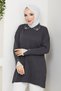 Women's Sleeve Mouth Lace Detailed Mercerized Knitwear Tunic - 5