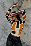 Women's Orange Long Block Patterned Body with Finger Detail - 5