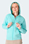Milio I Women's Zippered Hooded Pocket Turquoise Sweatshirt - 3