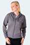 Milio I Women's Zippered Hooded Pocket Gray Sweatshirt