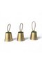 3-Piece Gold Christmas Tree Ornament with Large Bell and Wicker Rope