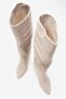 Women's Bellows Boots Beige Suede - 5