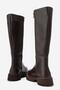 Women's Flat Zippered Boots Brown Leather - 4