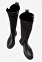 Women's Double Zipper Stretch Boots Black Skin - 6