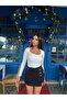 High Waist Front Back Pockets High Quality Style Double Closure Asymmetrical Bermuda Denim Shorts Skirt - 2