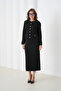 Women's Crew Neck Button Detail Patterned Jacket Skirt Two-Piece Knitwear Set - 3
