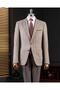 Italian Style S Slim Fit Wool Blended Men's Jacket Pants Suit Beige T14655