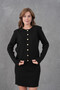 Women's Crew Neck Button Closure Jacket Skirt Two-Piece Knitwear Set