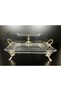 2-Piece Paşabahçe Crystal Silver Metal Footed Square Cake Presentation Plate Cookie Plate - 3