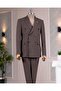 Italian Style S Slim Fit K Double-Breasted Jacket Pants Suit Brown T14622