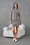 Women's Crew Neck Button Closure Patterned Jacket Skirt Two-Piece Knitwear Set 12308 - 5
