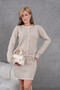 Women's Crew Neck Button Closure Jacket Skirt Two-Piece Knitwear Set