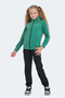 Unisex Children's Zippered Mock Neck Pocket Green Tracksuit Set