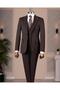 Italian Style S Slim Fit Peaked Lapel Jacket Vest Pants Suit Brown T14860
