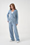 Women's V-Neck Pocket Detail Button Closure Oversized Jacket Pants Two-Piece Knitwear Set