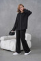 Women's Crew Neck Slit Oversized Sweater Pants Two-Piece Knitwear Set - 2