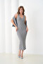 Women's Crew Neck Button Closure Ribbed Knit Jacket Dress Two-Piece Knitwear Set