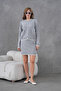 Women's Crew Neck Button Closure Jacket Skirt Two-Piece Knitwear Set - 2