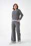 Women's Mock Neck Zipper Closure Striped Ribbed Knit Jacket Pants Double Knitwear Set - 4