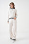 Women's Mock Neck Zipper Closure Striped Ribbed Knit Jacket Pants Double Knitwear Set