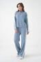 Women's Mock Neck Half Zipper Knit Detail Sweater Pants Double Knitwear Set