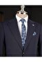 Italian Style S Slim Fit Mono Collar Jacket Pants Suit Navy Blue T14749 - 2