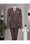 Italian Style S Slim Fit 8 Drop K Double-Breasted Jacket Pants Suit Brown T14589 - 5