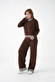 Women's Mock Neck Zipper Closure Striped Ribbed Knit Jacket Pants Double Knitwear Set - 2