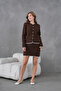 Women's Crew Neck Button Closure Jacket Skirt Two-Piece Knitwear Set - 5