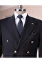 Italian Style S Slim Fit K Double-Breasted Jacket Pants Suit Navy Blue T14866 - 2