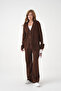 Women's V-Neck Pocket Detail Button Closure Oversized Jacket Pants Two-Piece Knitwear Set - 4