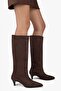 Women's Lula Bitter Brown Suede Short Pointed Heeled Boots