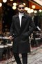 Men's Modern Fit Black Cashmere Coat with Hidden Button Detail - 4