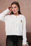 Basic Zippered Teddy Bear Embroidered Knitwear Cardigan Aw25Hi0062
